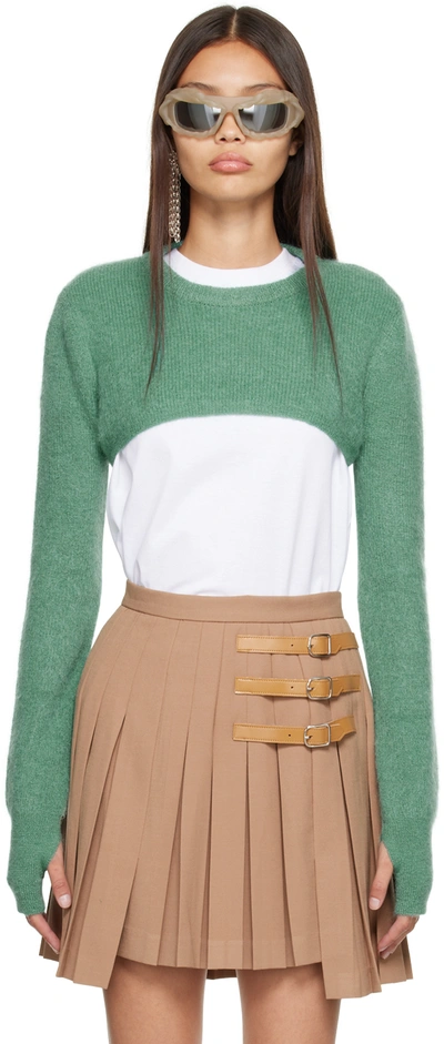 Wooyoungmi Green Cropped Sweater In Mint 535m