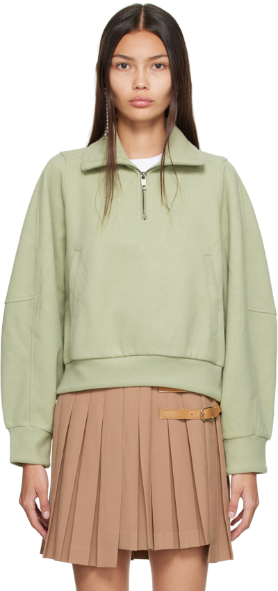 Wooyoungmi Green Half-zip Sweatshirt In Mint 739m