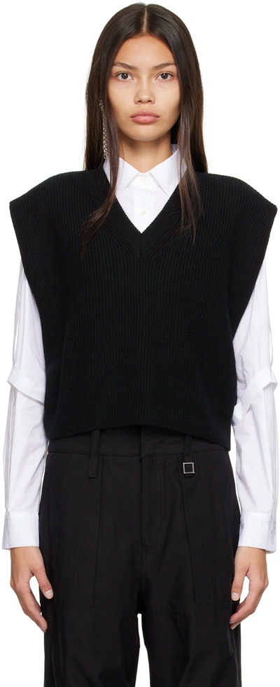 Wooyoungmi Black V-neck Sweater Vest In Black 516b