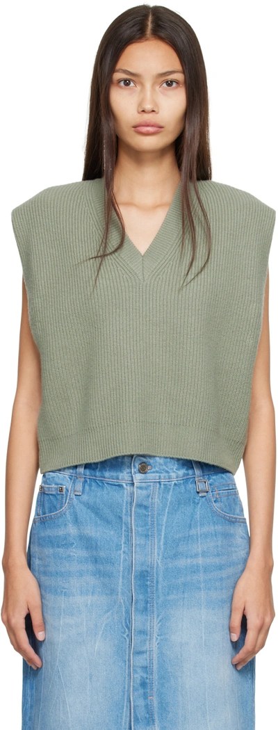 Wooyoungmi Green V-neck Jumper Waistcoat In Fresh Green 519f