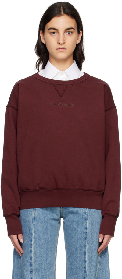 Maison Margiela Embroidered Cotton-jersey Sweatshirt In Red
