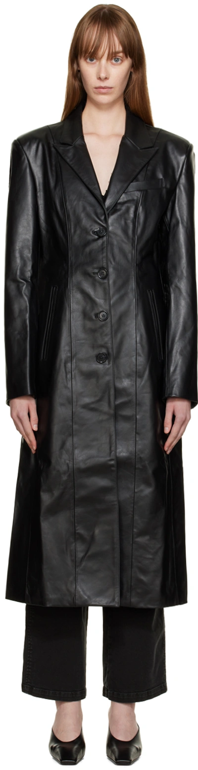 Halfboy Black Matrix Leather Coat In Black (01)