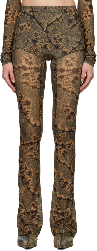 Knwls Halcyon Floral-print Stretch-woven Leggings In Thorny Green