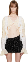 ESTER MANAS SSENSE EXCLUSIVE OFF-WHITE RUCHED CARDIGAN
