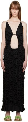 ESTER MANAS BLACK PEEPHOLE MIDI DRESS