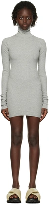 Éterne Gray Long Sleeve Minidress In Heather Grey