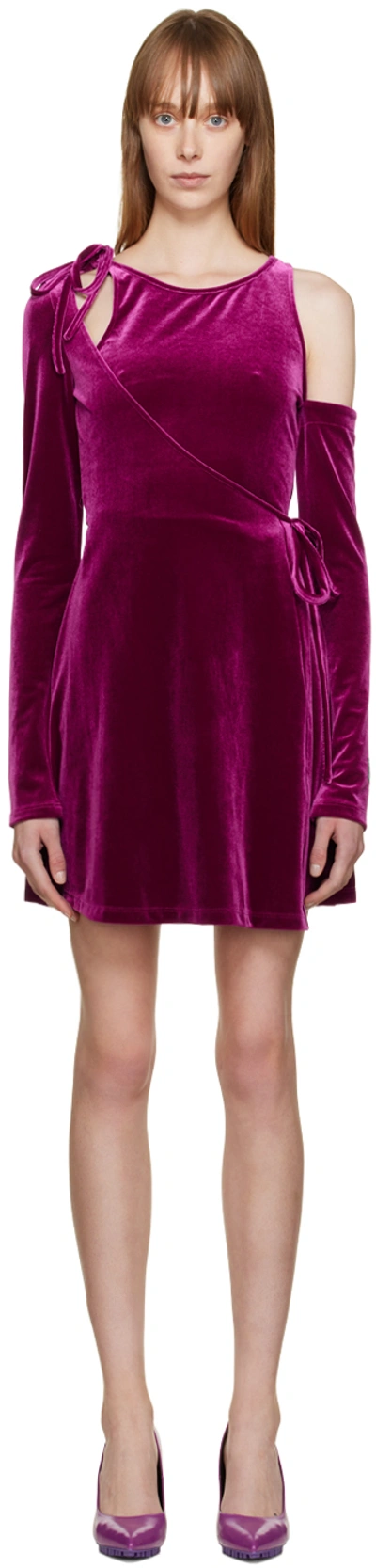 Versace Jeans Couture Velvet Dress In Violet