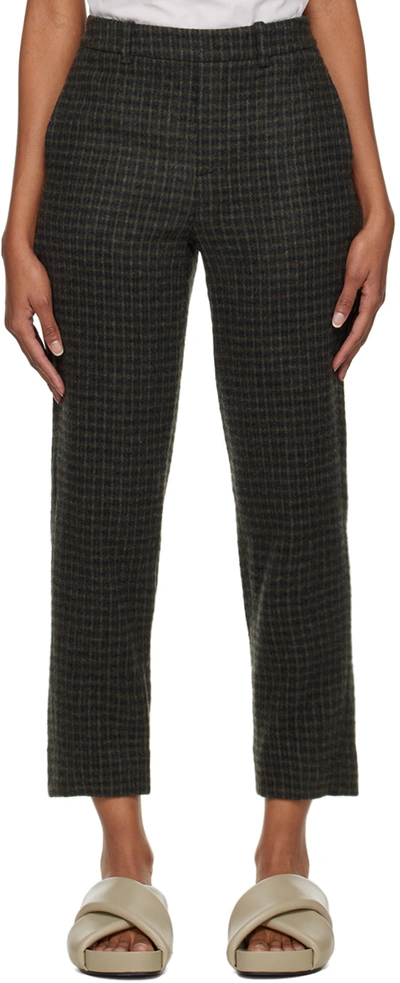 Vince Navy Check Easy Trousers In Azure Check-970azc