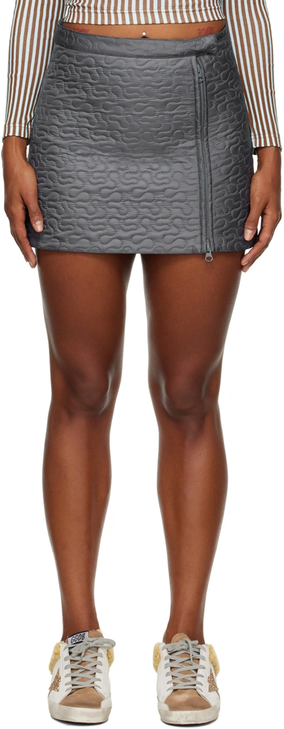 Ok Gray Quilted Miniskirt In C Gray