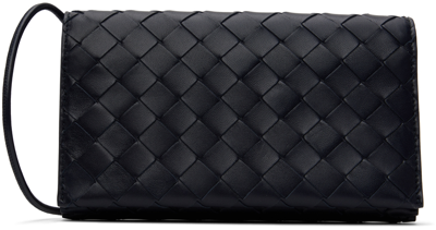 Bottega Veneta Black Wallet On Strap Bag In 8837 Space Gold