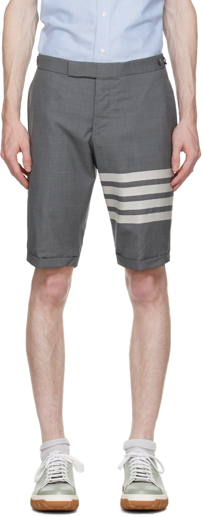 Thom Browne Grey 4-bar Shorts In 035 Med Grey
