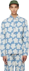 Kenzo Hana Dots Floral Denim Shirt In 64 - Sky Blue