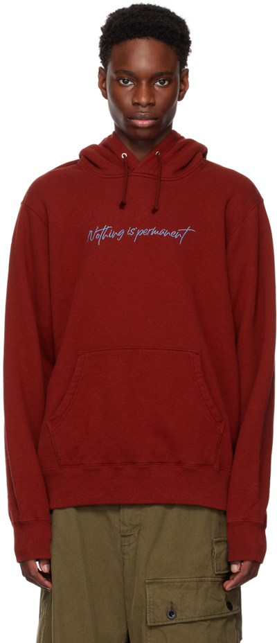 Undercover Nothing Is Permanent-embroidered Hoodie In Bordeaux
