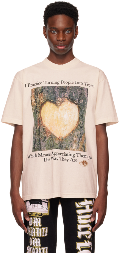 Online Ceramics Beige Tree Heart T-shirt In Cream