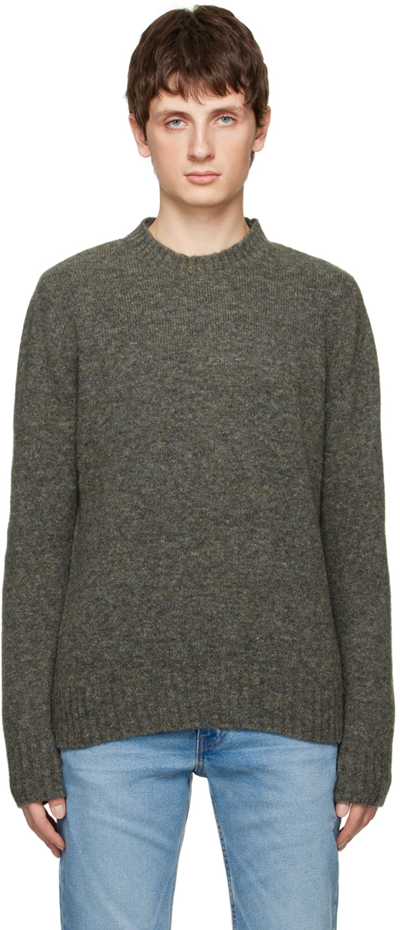 Apc Lucas Brushed Knitted Sweater In Pkb Kaki Chine
