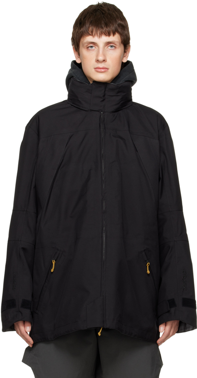 Gr10k High-neck Zip-fastening Parka Jacket In Black