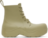 BOTTEGA VENETA KHAKI PUDDLE LACE-UP BOOTS