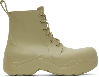 Bottega Veneta Khaki Puddle Lace-up Boots In 3025-travertine
