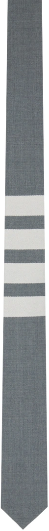 Thom Browne Plain Wool Weave Engineered 4 Bar Tie In 035 Med Grey