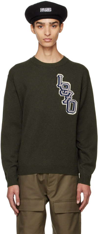 Kenzo Logo Patch Crewneck Knit Jumper In Grey