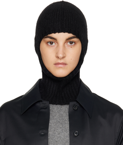 Our Legacy Knitted Balaclava Uomo Nero In Lana In Black Chunky Merino