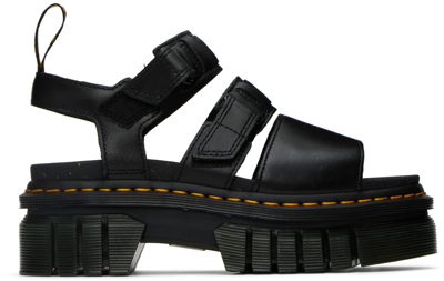 Dr. Martens' Black Ricki 3-strap Flat Sandals