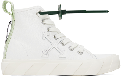 Off-white 20mm Mid Top Vulcanized Leather Sneakers In Bianco
