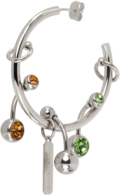 Justine Clenquet Ssense Exclusive Silver Neve Earring In Green/ Amber Palladi