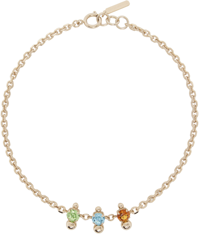 Justine Clenquet Ssense Exclusive Gold Chris Choker In Green, Blue & Amber