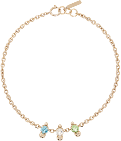 Justine Clenquet Ssense Exclusive Gold Chris Choker In Blue, Clear & Green