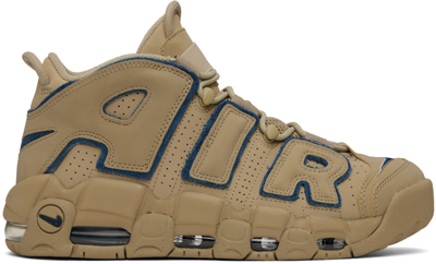 Nike Air More Uptempo 96 Trainers Beige / Blue In Limestone/valerian Blue-limestone