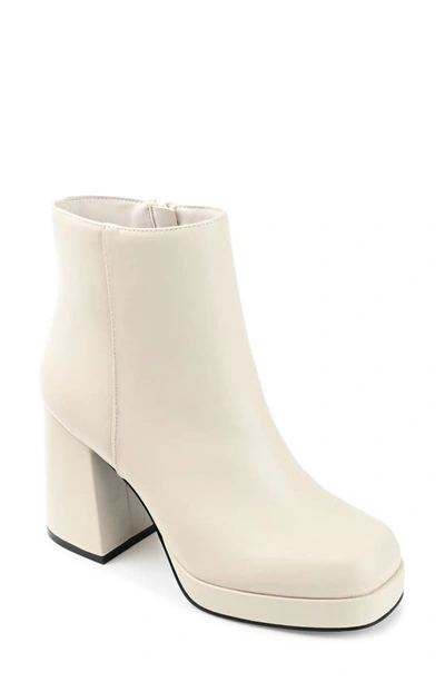 Journee Collection Mollie Block Heel Platform Bootie In White