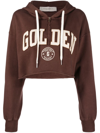 Golden Goose Logo Cropped Half-zip Cotton Hoodie