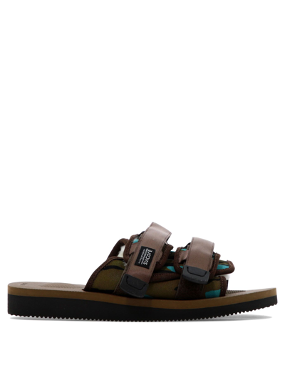 Suicoke Open-toe Touch-strap Sandals In Brown