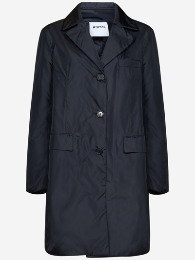 Aspesi Single-breasted Trench Coat In Black