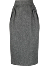 Maison Margiela High-rise Pleated Herringbone-wool Midi Skirt