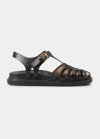 Marni Caged Leather Flat Sandals In Black
