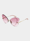 Chloé Tayla 65mm Butterfly Sunglasses In Gold / Magenta