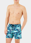 Vilebrequin Moorea Requins 3d Swim Shorts In Navy