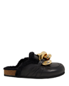 Jw Anderson Chain Shearling-lined Leather Loafers In Black