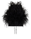 Cult Gaia Joey Ostrich Feather Halter Top In Black
