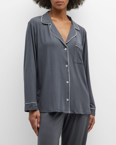 Eberjey Gisele Long Pajama Set In Graphite/sorbet