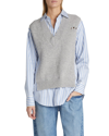 Maison Margiela Mixed-media Sweater Vest Shirt In Blue Strip