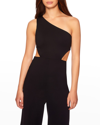 Susana Monaco One-arm Cutout Wide-leg Jumpsuit In Black