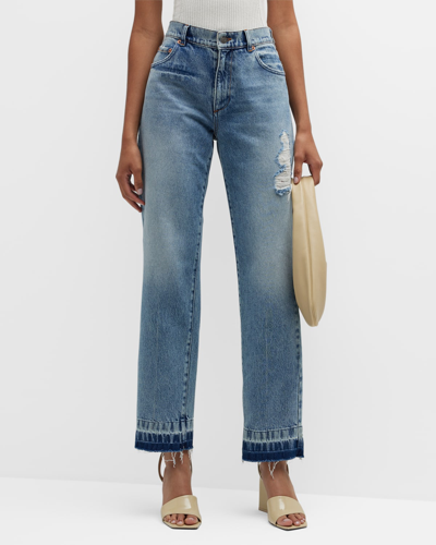 Ser.o.ya Maggies Distressed Elastic Straight Jeans In Sorrento