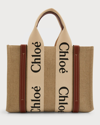 Chloé Small Woody Tote Bag In White/brown