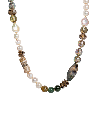 Stephen Dweck Champagne Pearls With Quartz And Agate Necklace