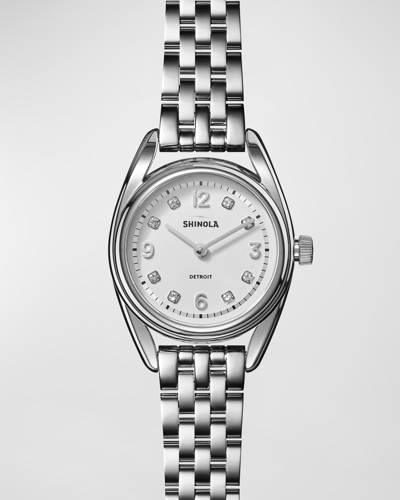 Shinola Women's Derby Stainless Steel & 0.15 Tcw Diamond Bracelet Watch In White/silver