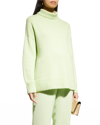 Lafayette 148 Metallic Trim Cashmere Turtleneck Sweater In Wisteria