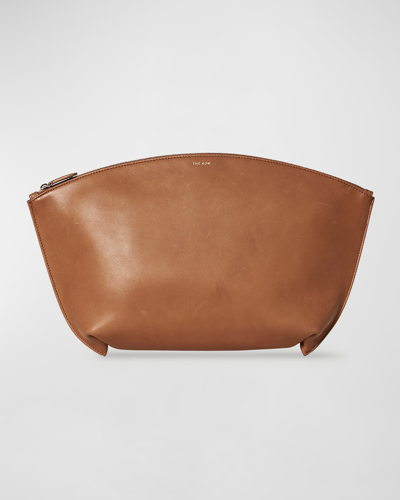 The Row Dante Clutch Bag In Saddle Leather In Brown